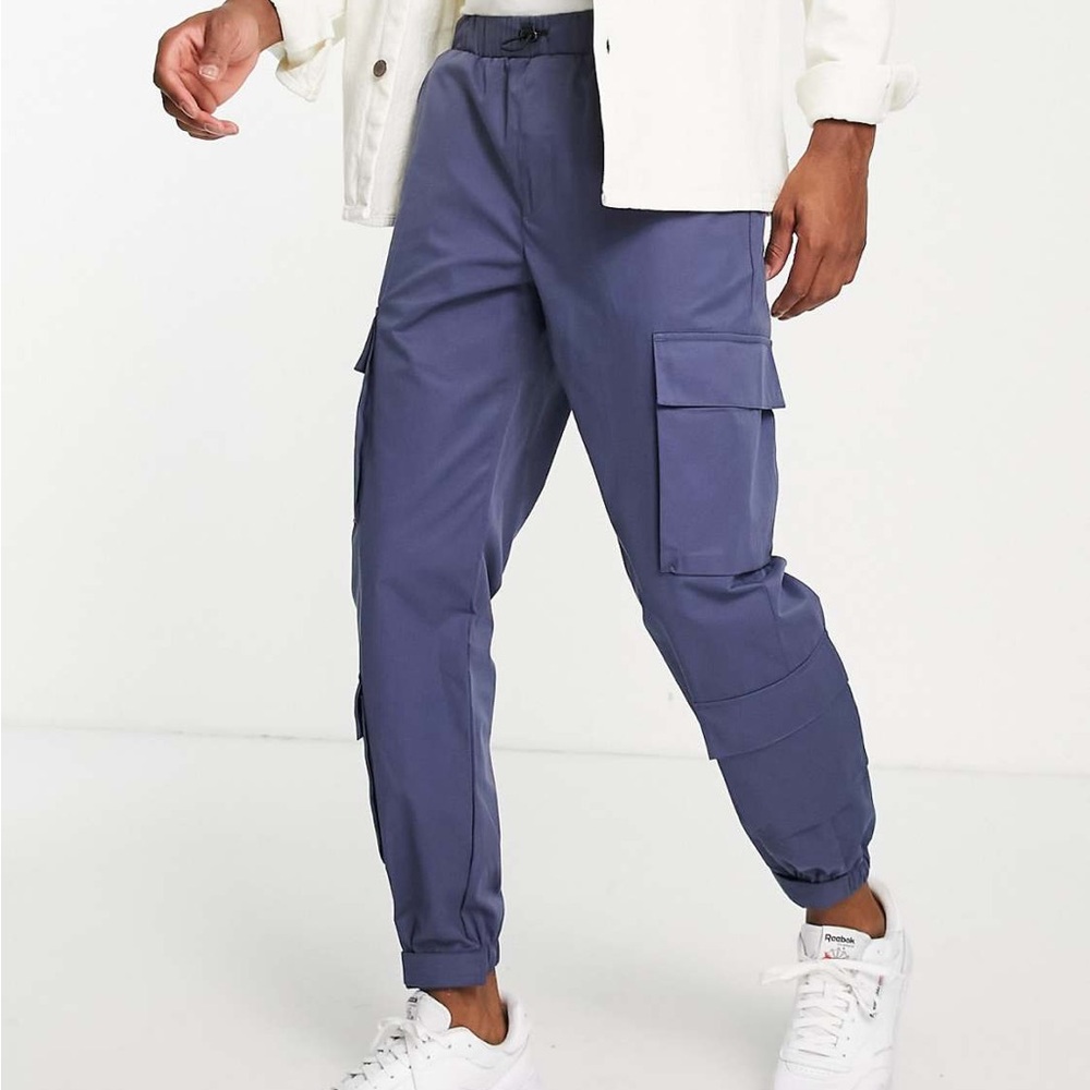 🧨 TOPMAN Tech Cargos‎ W30 L32 🛰️ Nylon Cotton Blend w/ Velcro Cuff 🔵